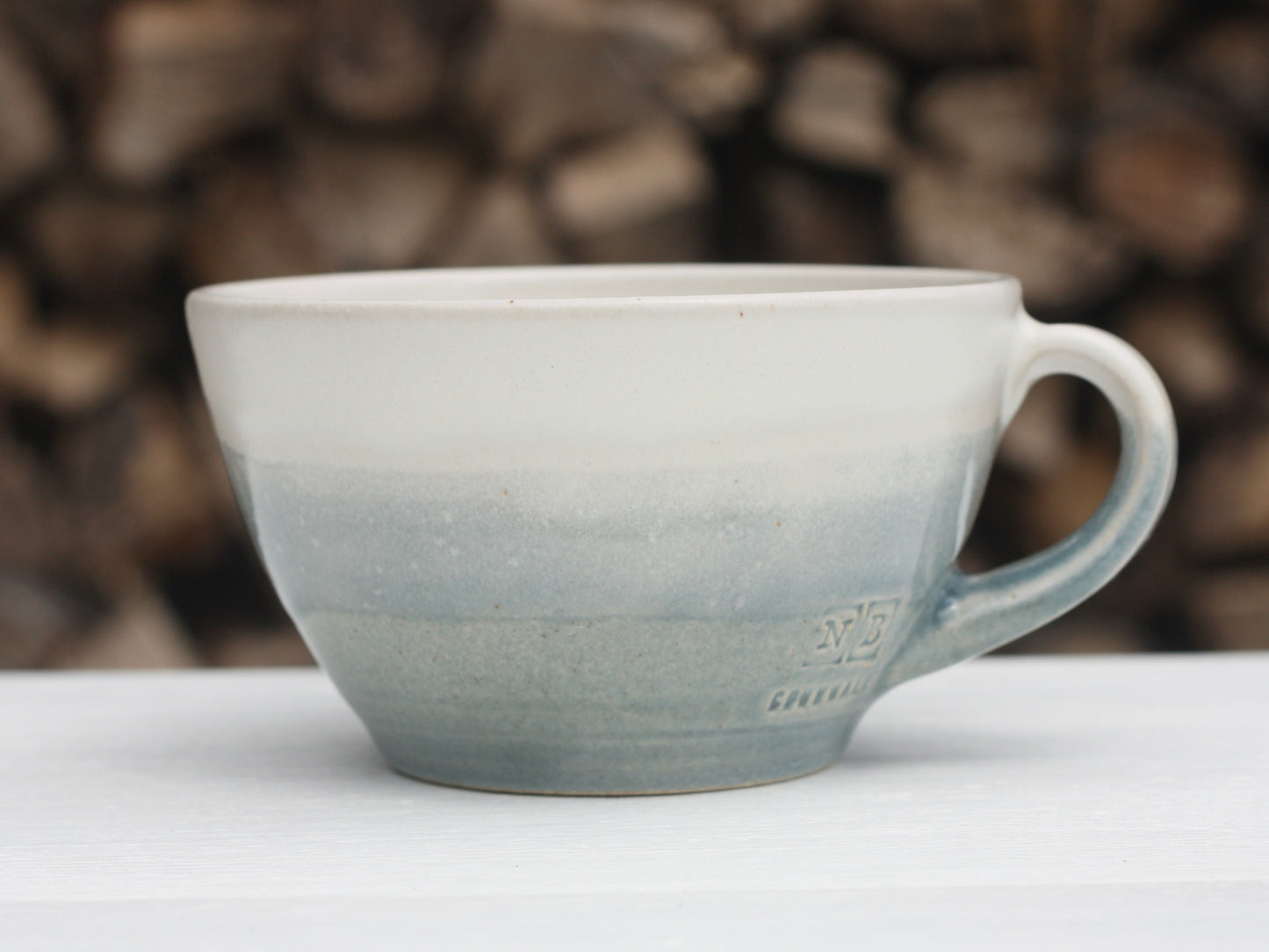 Stormy Day glazed Mug 14oz 400ml Large Mug in Blue and White Glaze