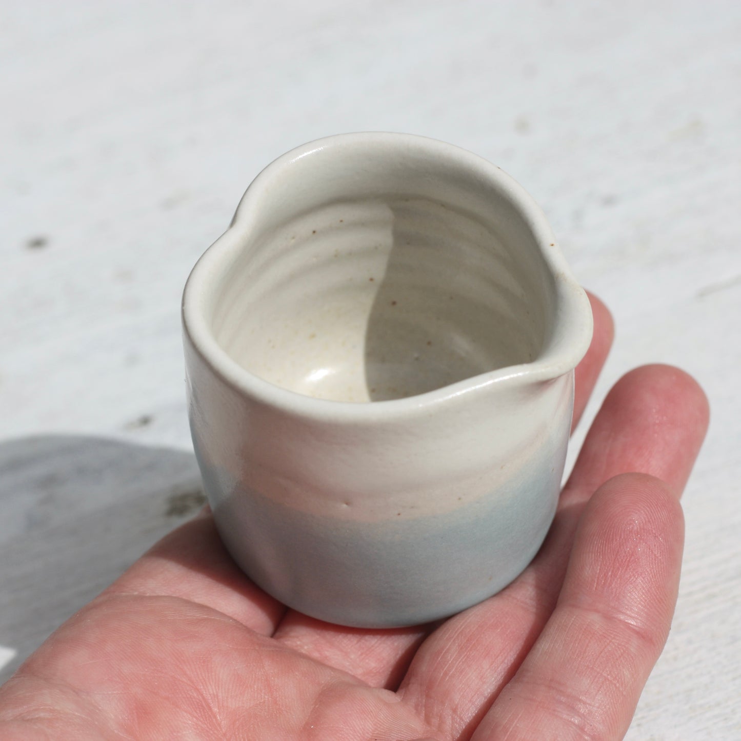 Small Blue and White Heart Shaped Milk Jug