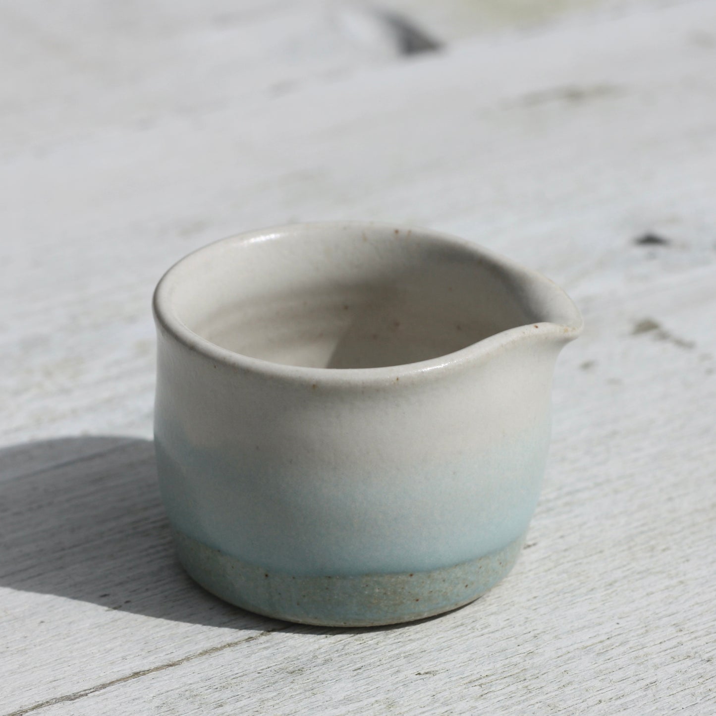 Tiny White and Blue Milk Jug