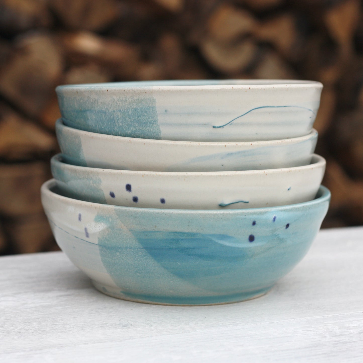 Bowl in White Blue and Soft Blue glazes