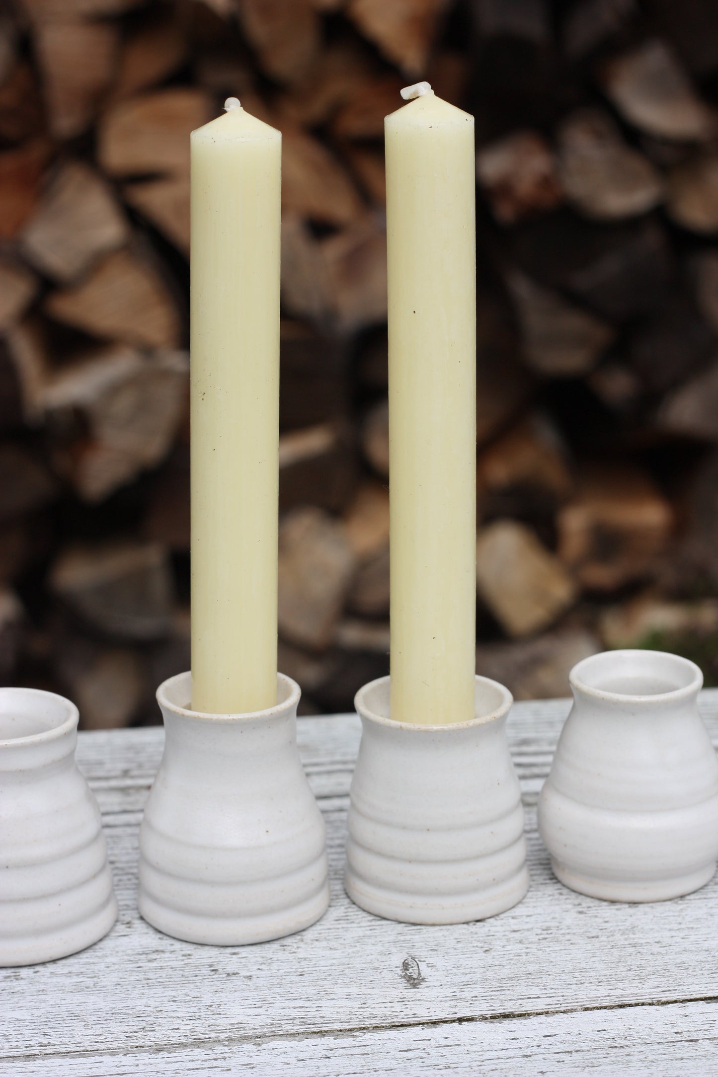 White Candlestick holder ..Handmade Wheel thrown pot