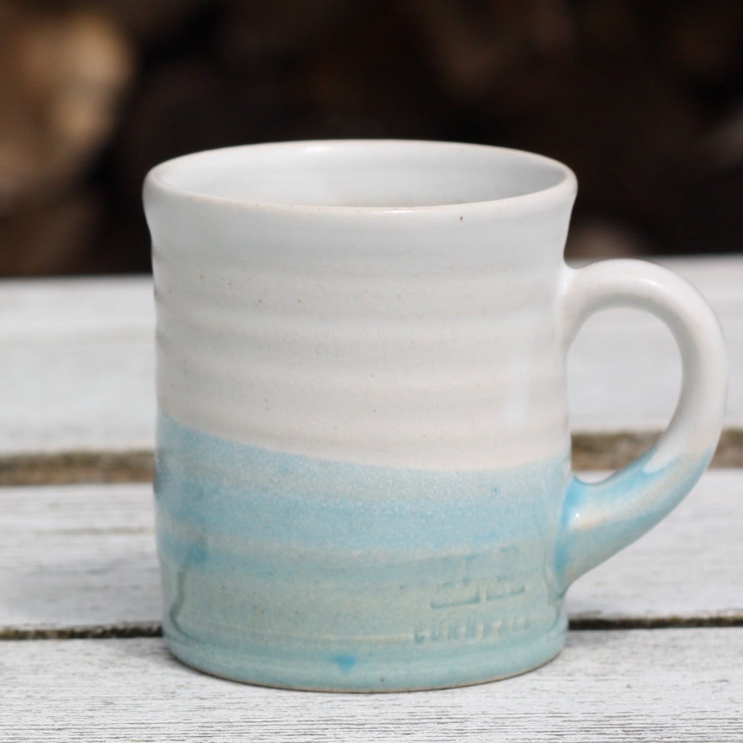 2 Pcs Williams-sonoma BRASSERIE BLUE Mugs, 1 12 Oz Mug 4, 1 16 Oz Breakfast  Mug 2 7/8, White With Blue Band, Japan 