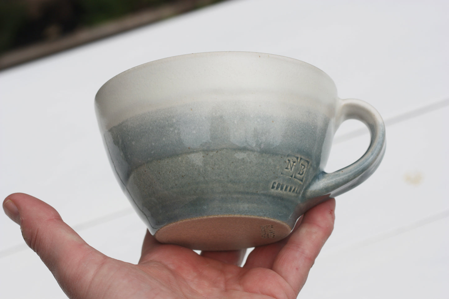 Stormy Day glazed Mug 14oz 400ml Large Mug in Blue and White Glaze