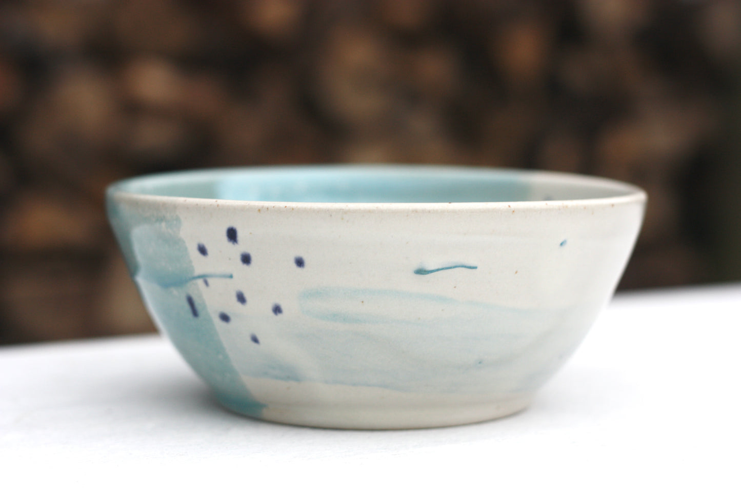 Bowl in White Blue and Soft Blue glazes