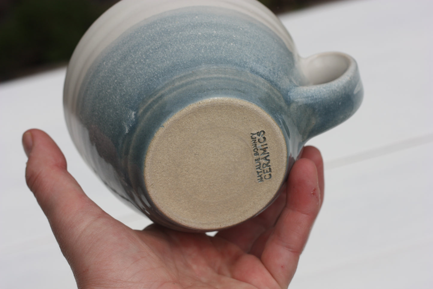 Stormy Day glazed Mug 14oz 400ml Large Mug in Blue and White Glaze