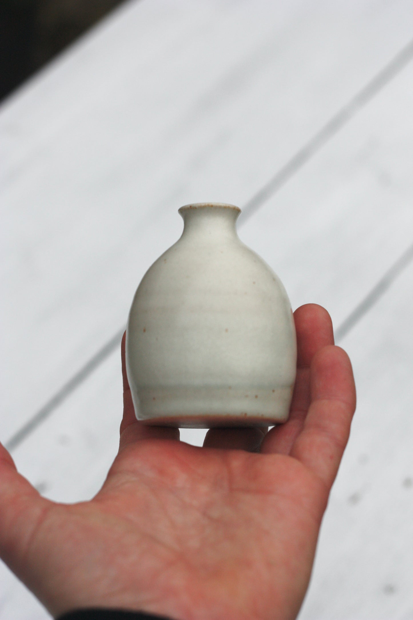 Bud Bottle Vase Blue and White Stoneware Pottery