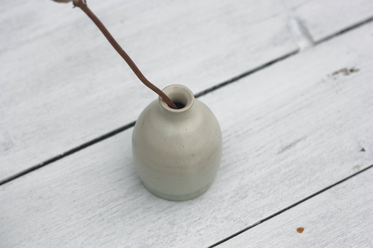 Bud Bottle Vase Blue and White Stoneware Pottery