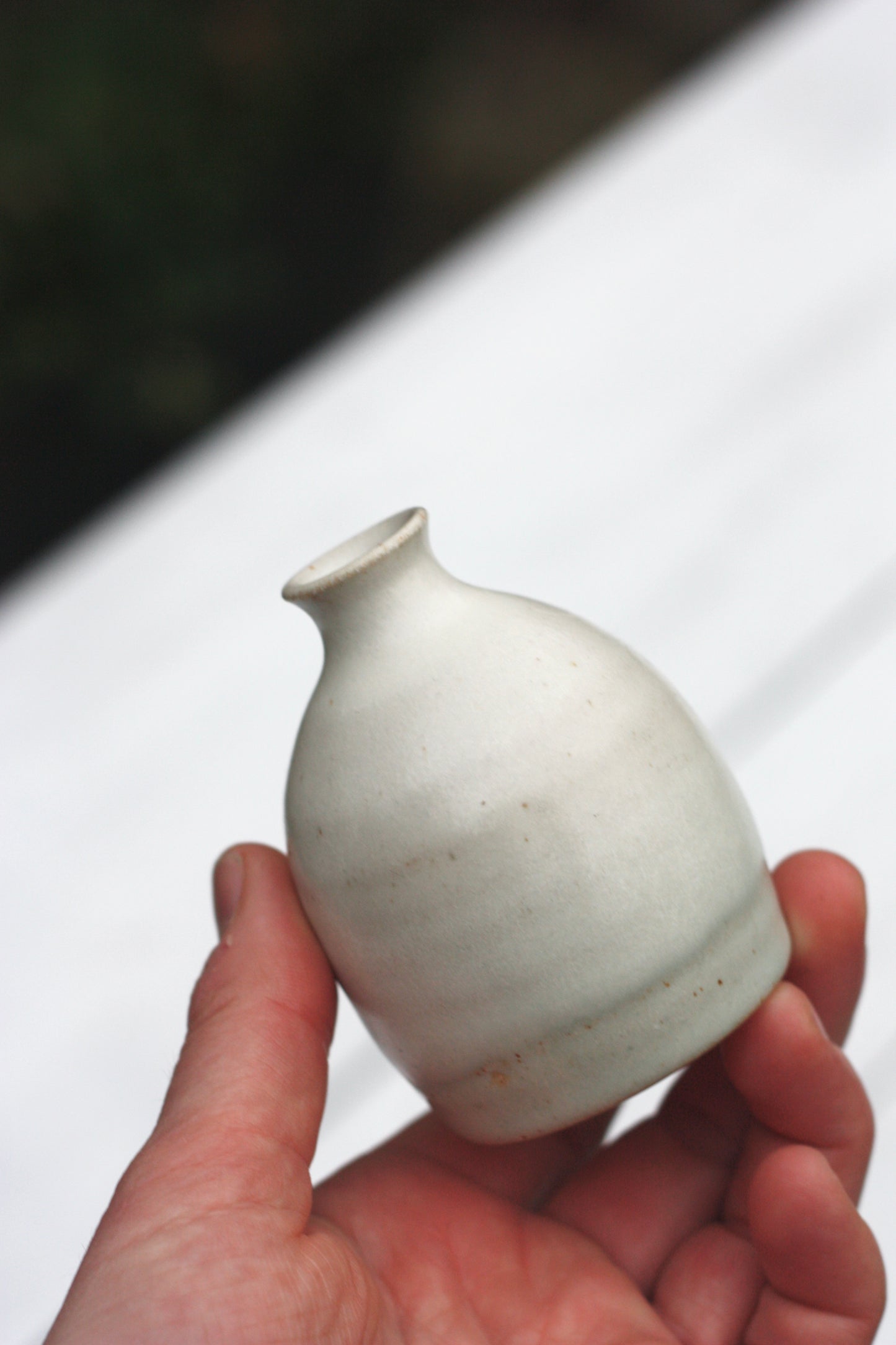 Bud Bottle Vase Blue and White Stoneware Pottery