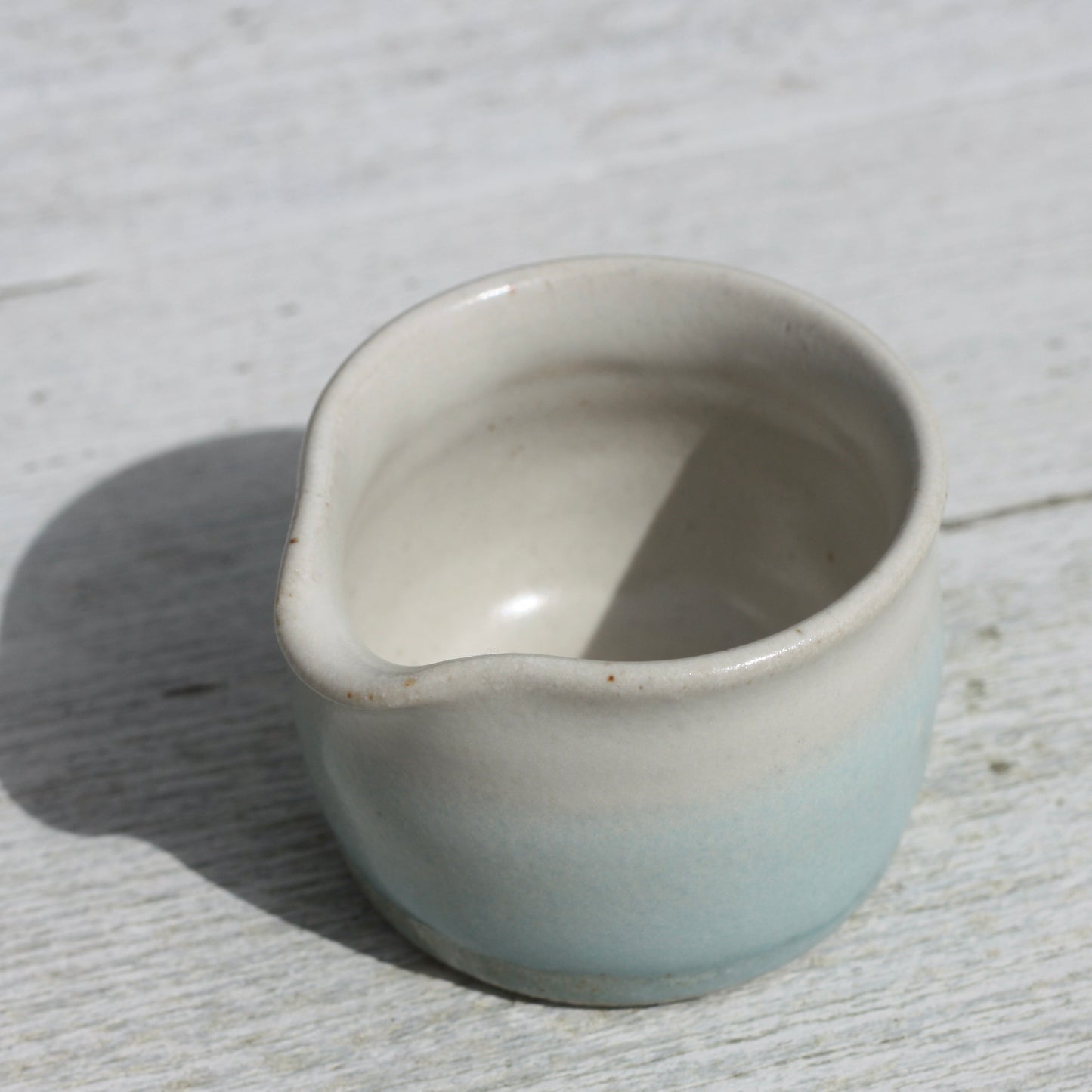 Tiny White and Blue Milk Jug