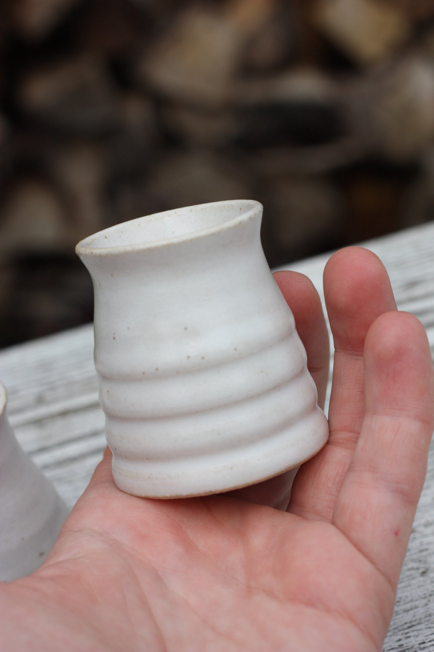 White Candlestick holder ..Handmade Wheel thrown pot