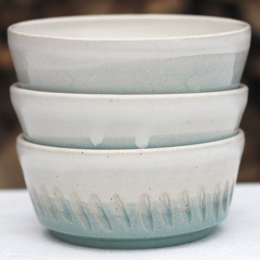Tapas or Olive Dishes in White Blue and Soft Blue glazes