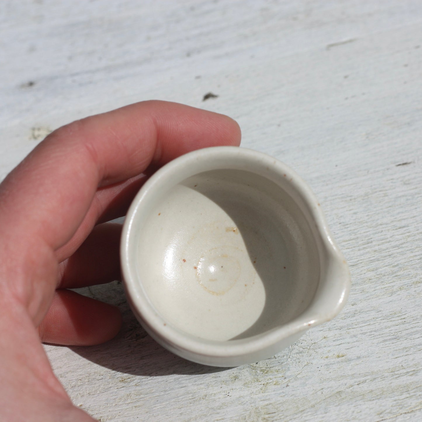 Tiny White and Blue Milk Jug