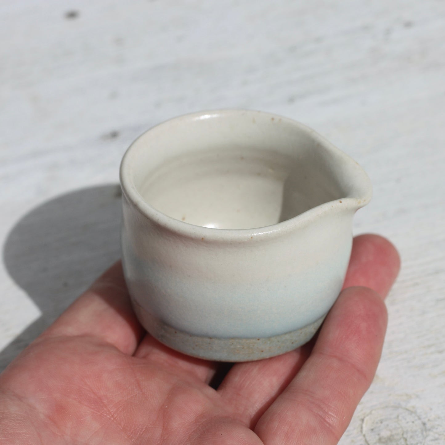 Tiny White and Blue Milk Jug