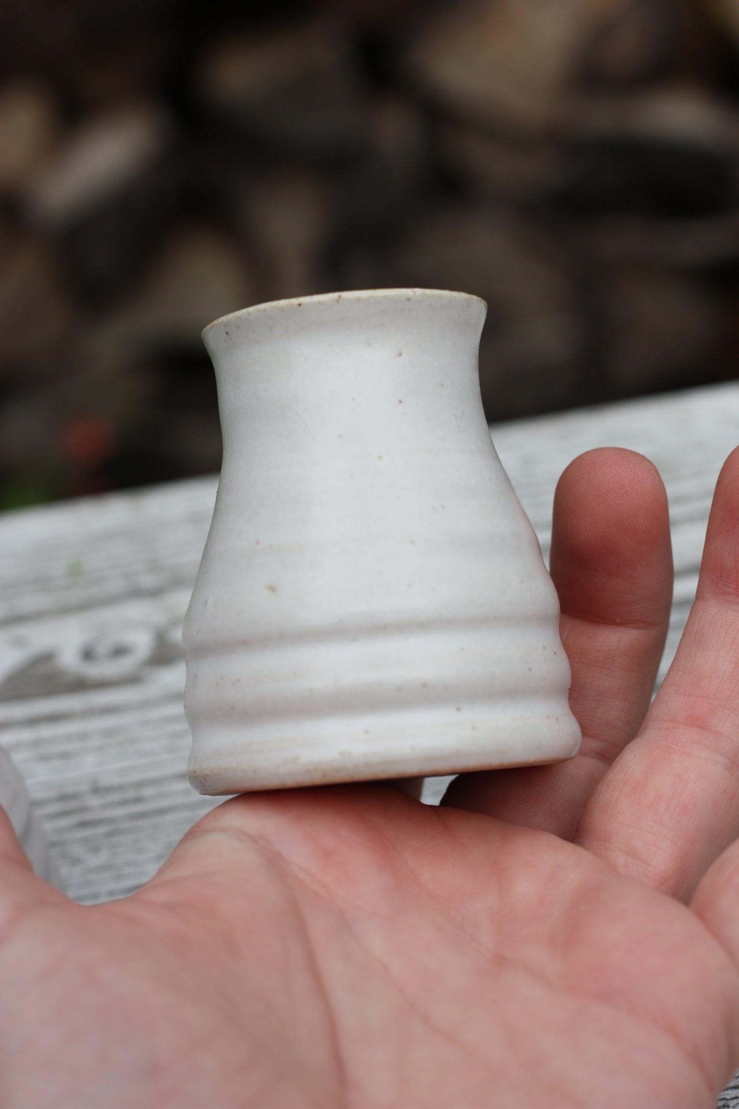 White Candlestick holder ..Handmade Wheel thrown pot