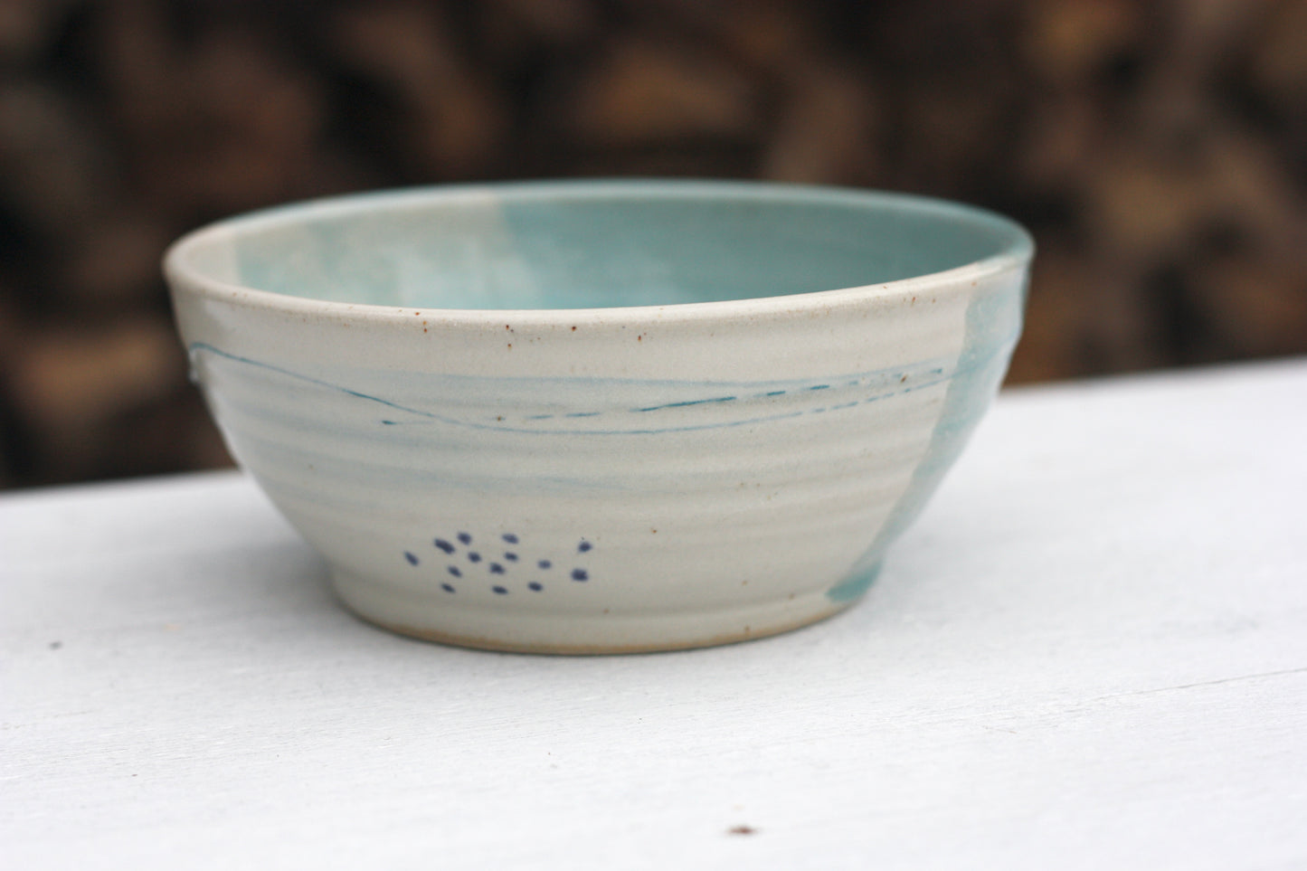 Bowl in White Blue and Soft Blue glazes