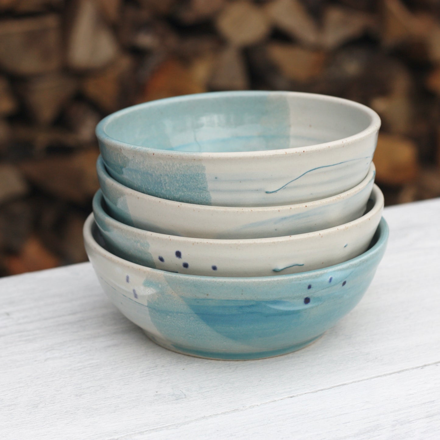 Bowl in White Blue and Soft Blue glazes