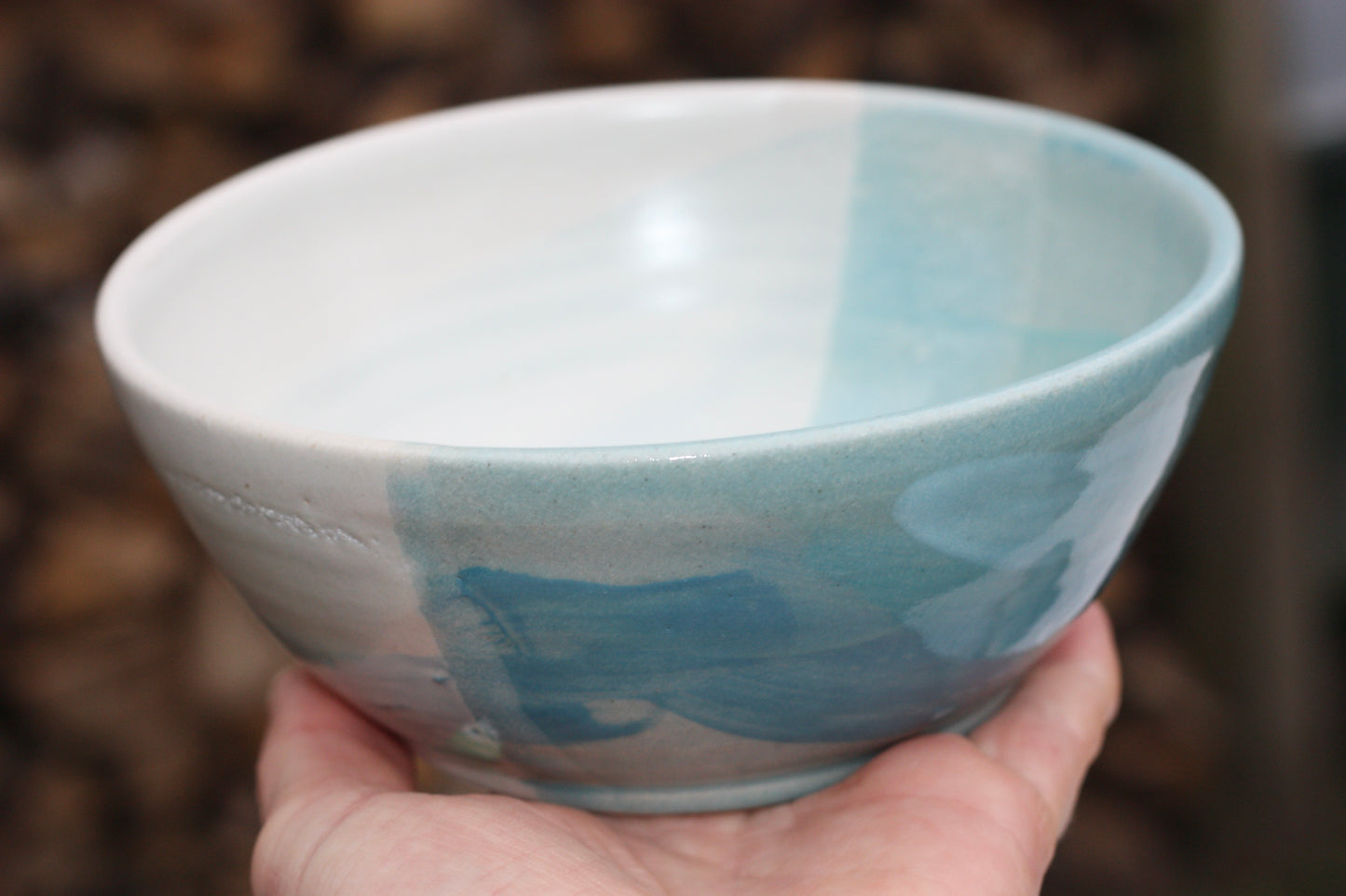 Bowl in White Blue and Soft Blue glazes