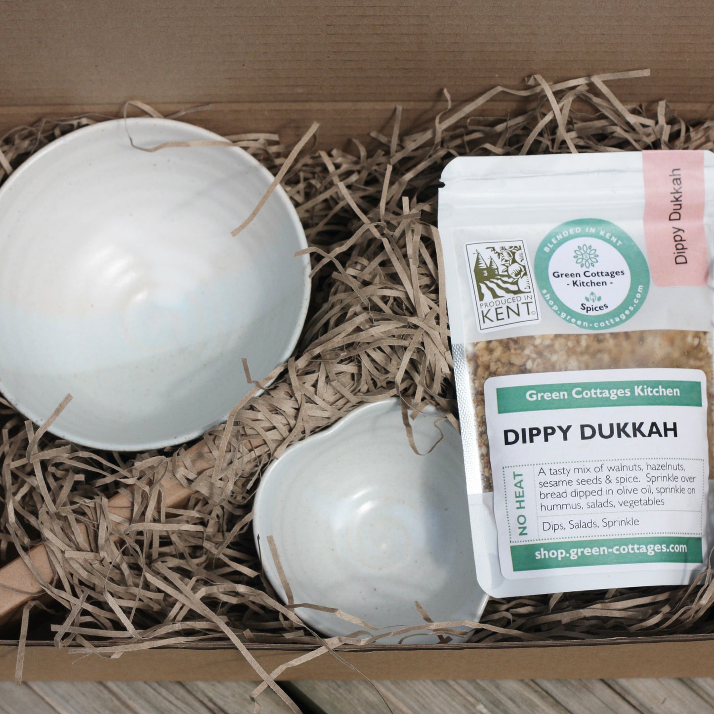 2x Dishes Dukkah Dipping Set Gift Box ..Handmade Wheel thrown pot