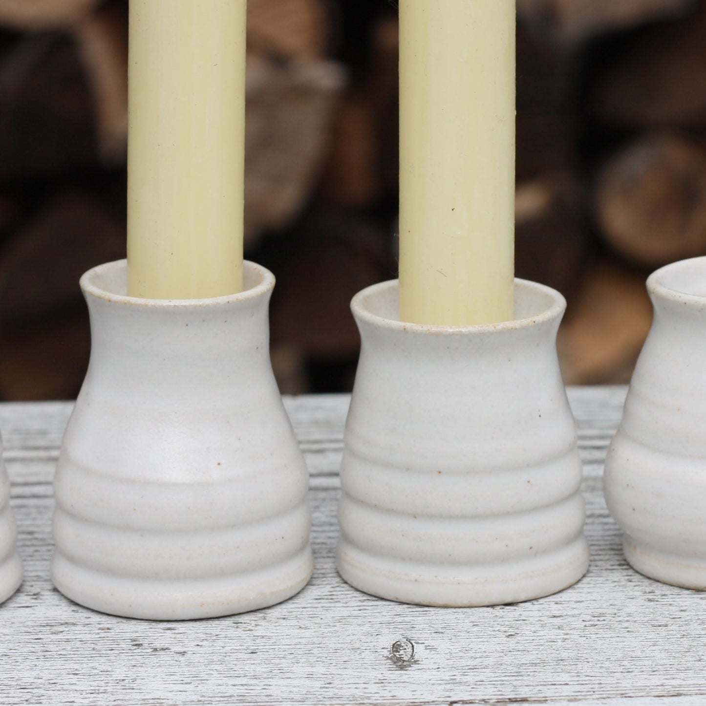 White Candlestick holder ..Handmade Wheel thrown pot