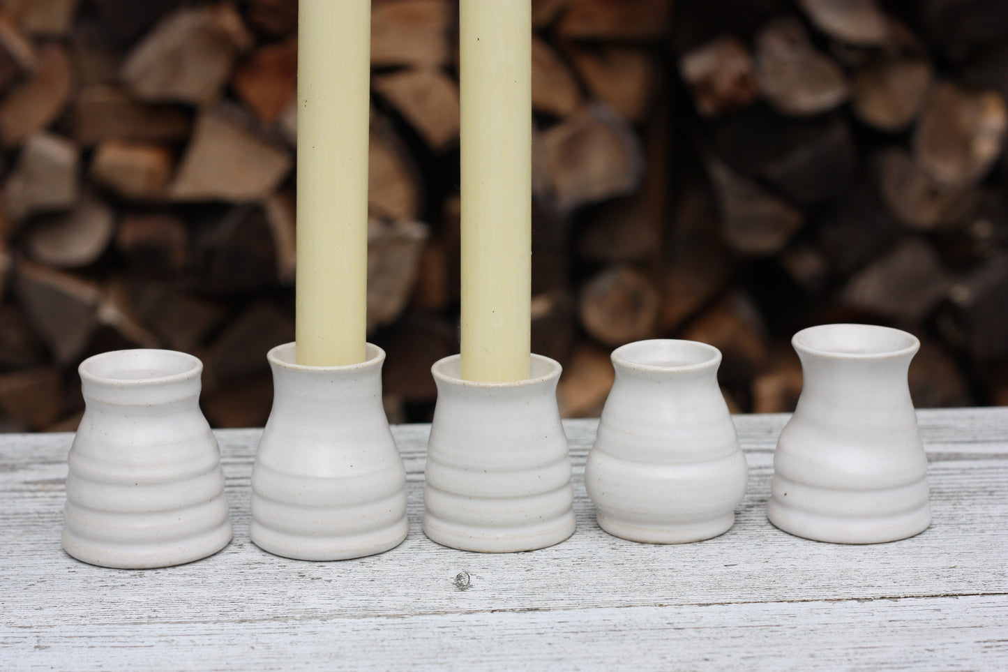 White Candlestick holder ..Handmade Wheel thrown pot