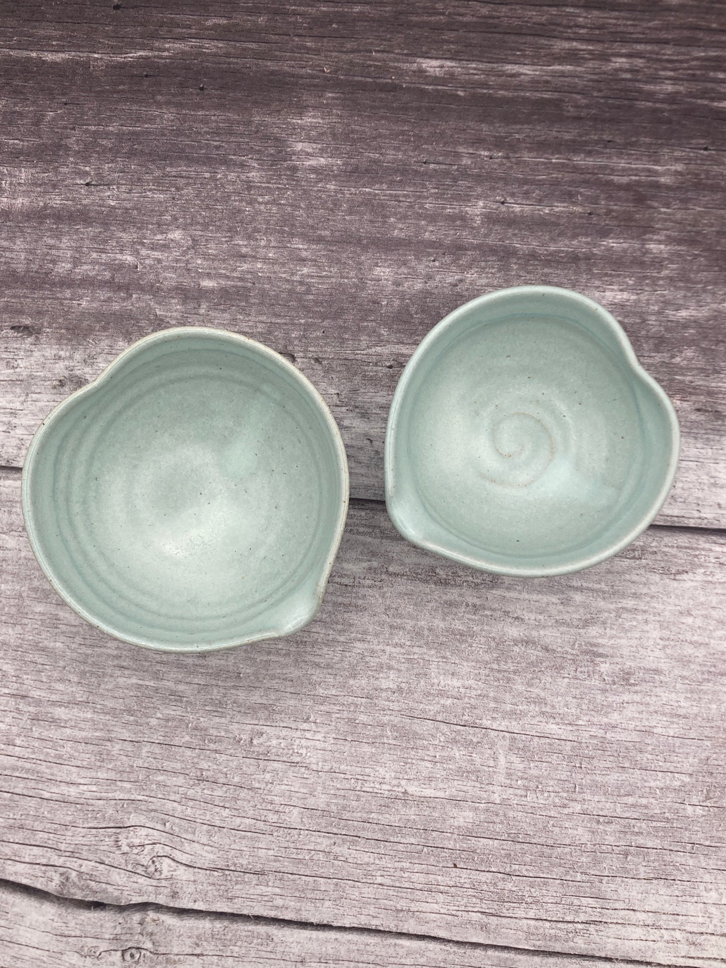 Small Set Stoneware Nesting Heart dishes in White Glazes
