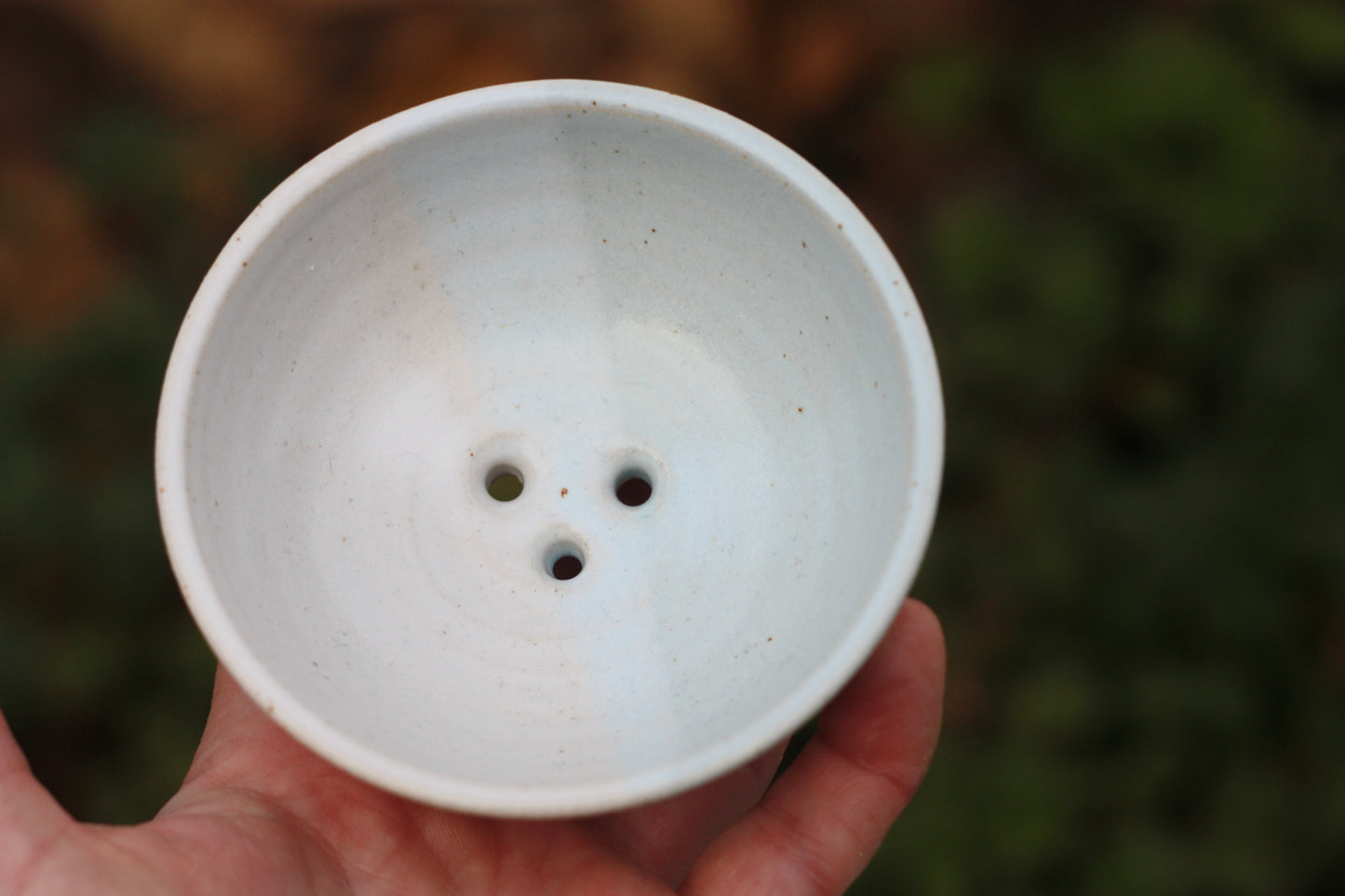 Soap Dish in Soft Pale Celadon Blue and White Glazes