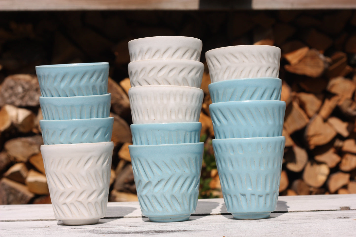 350ml 12 oz Carved Pottery Latte Cup Handle free Mug handmade stacking ceramic cup beaker tumbler E