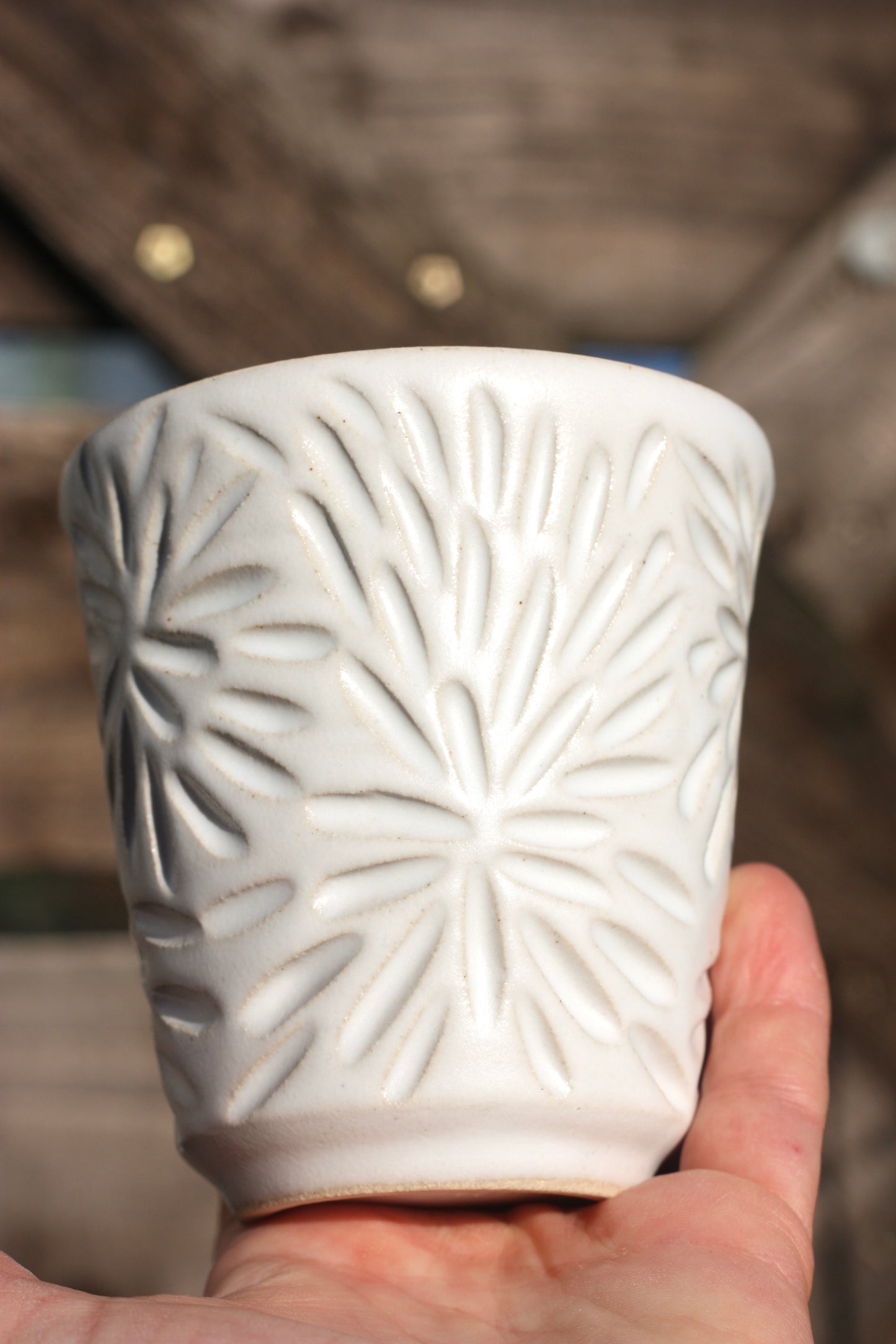 350ml 12 oz Carved Pottery Latte Cup Handle free Mug handmade stacking ceramic cup beaker tumbler