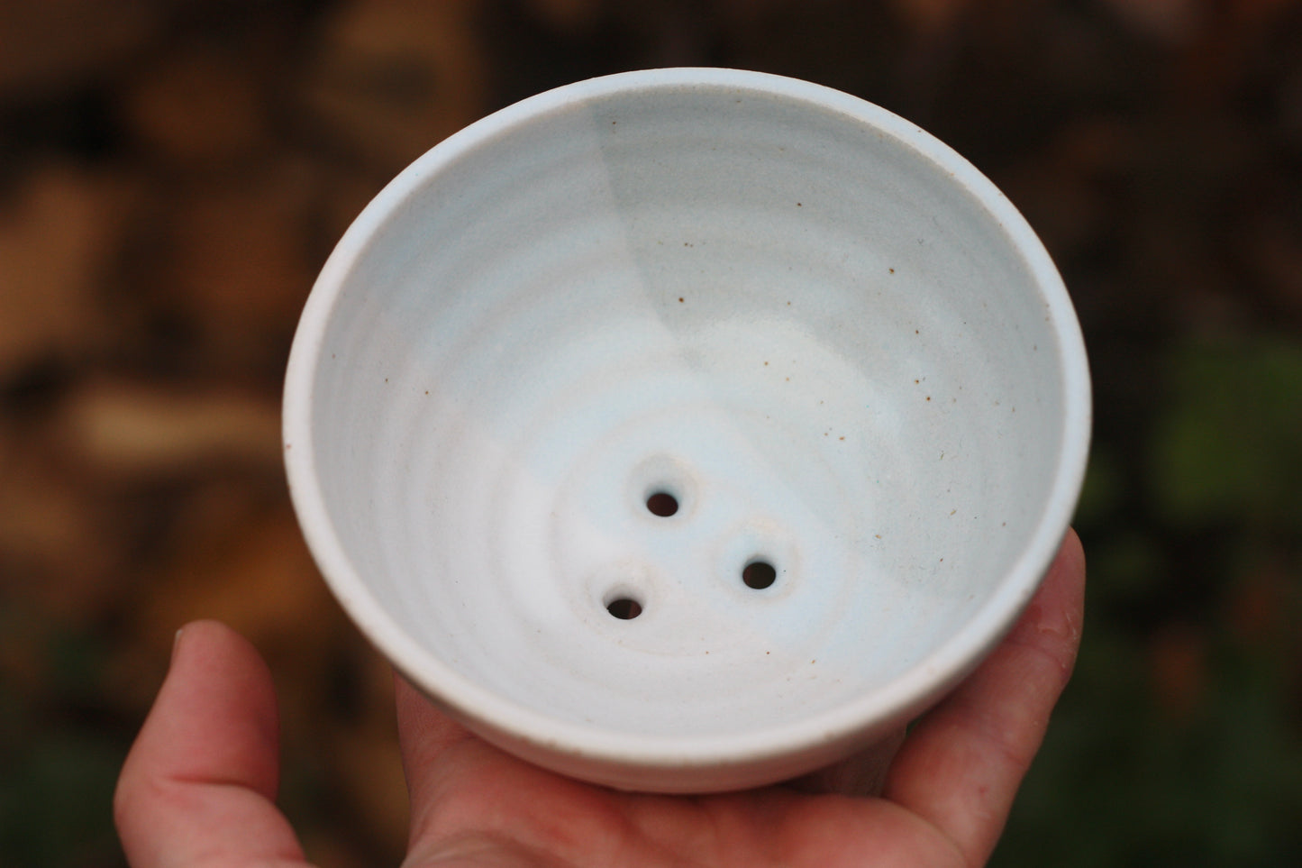 Soap Dish in Soft Pale Celadon Blue and White Glazes