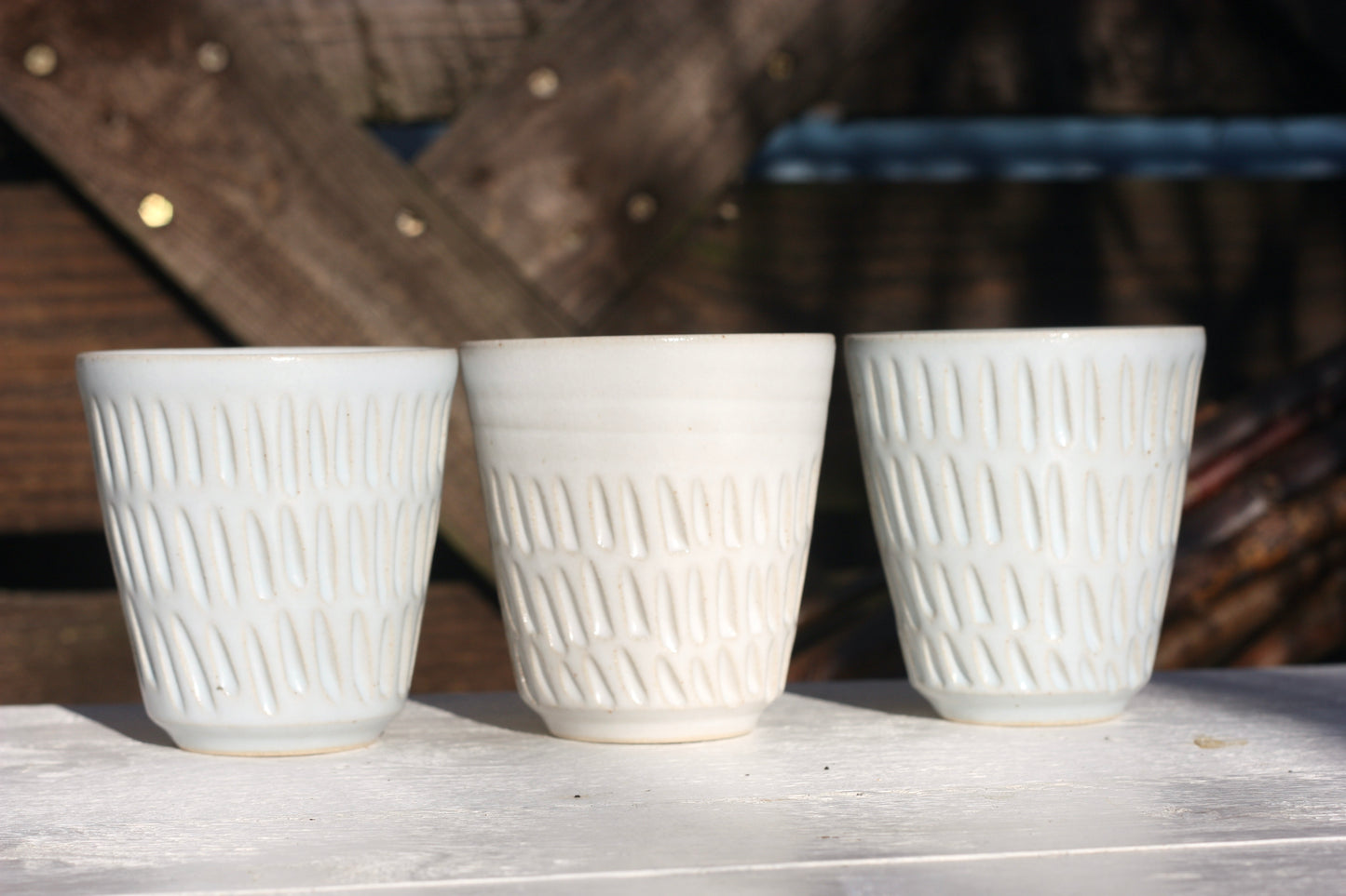 350ml 12 oz Carved Pottery Latte Cup Handle free Mug handmade stacking ceramic cup beaker tumbler
