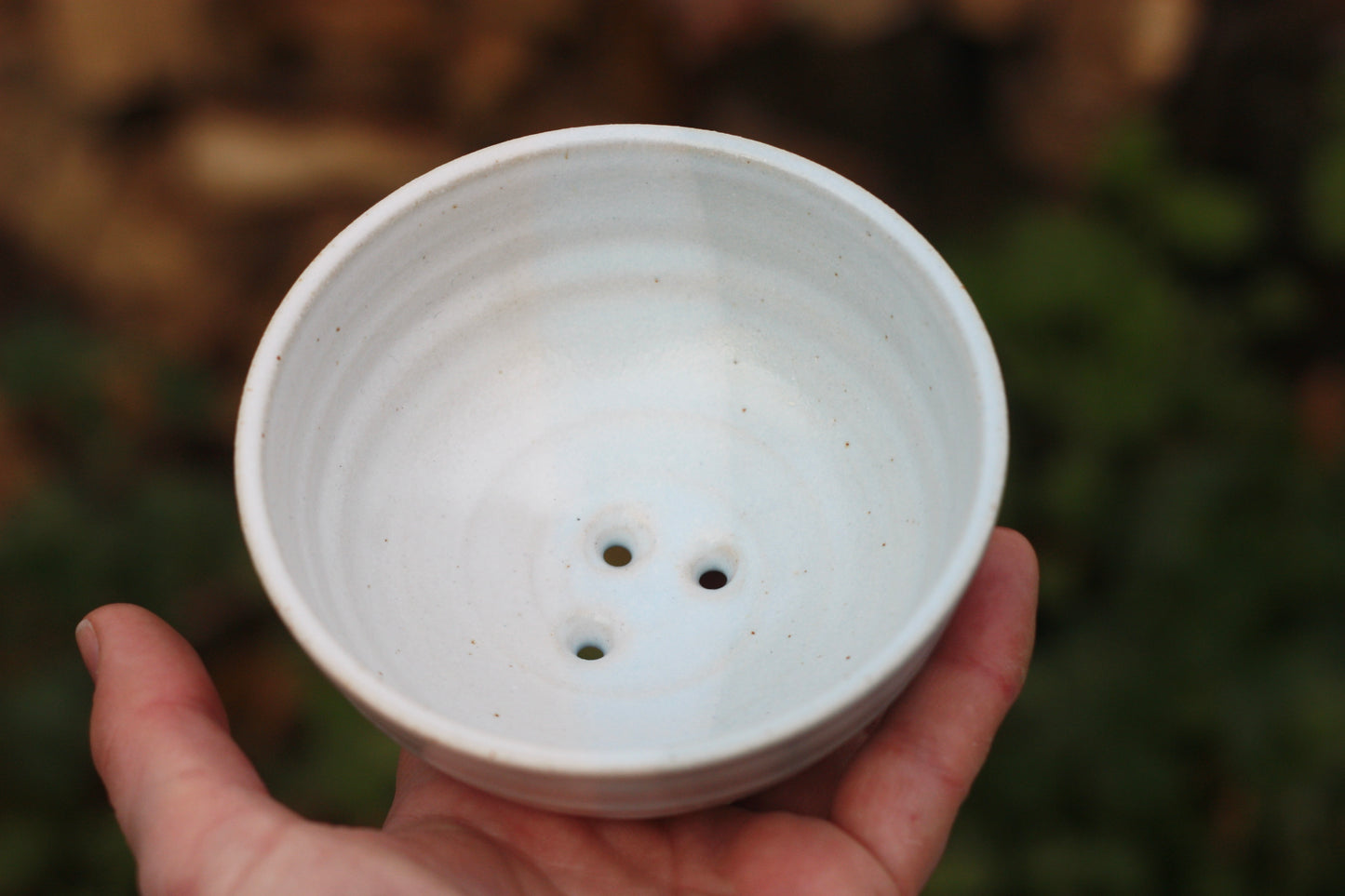Soap Dish in Soft Pale Celadon Blue and White Glazes