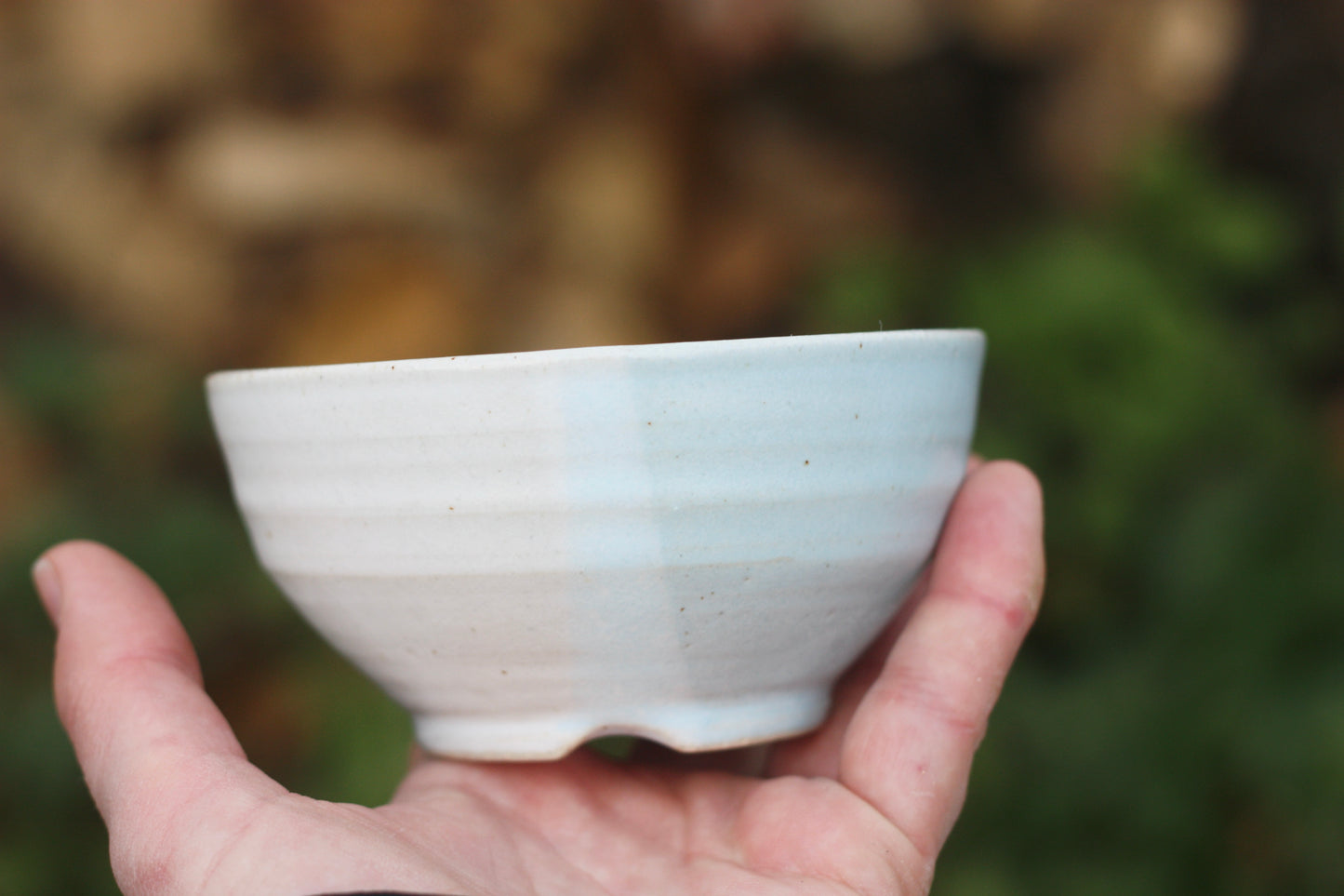 Soap Dish in Soft Pale Celadon Blue and White Glazes