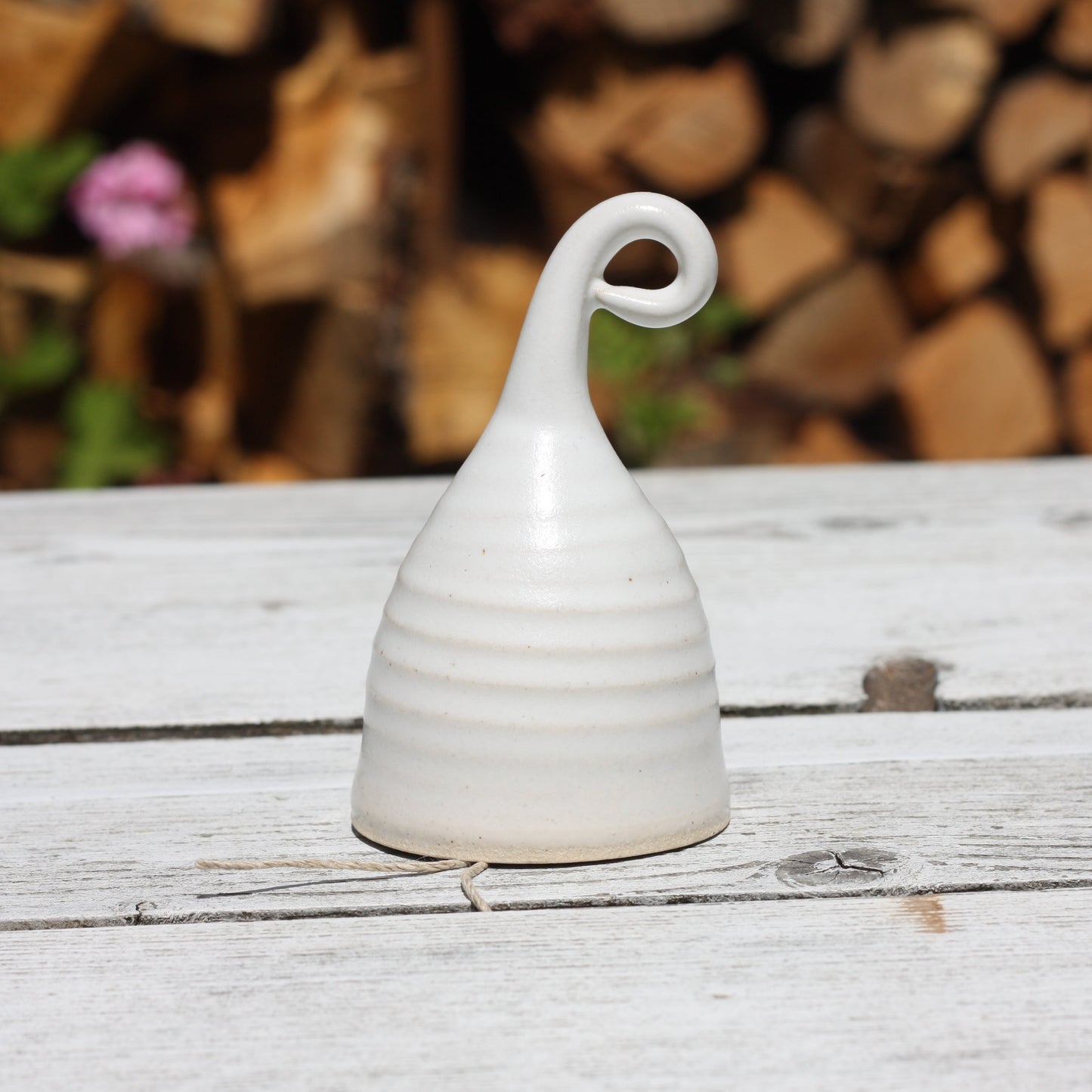 White Ceramic Bell Hand thrown pottery Service Bell / Tea Bell