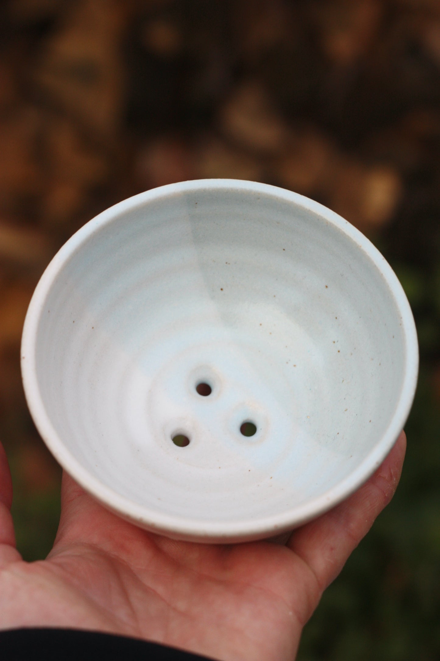 Soap Dish in Soft Pale Celadon Blue and White Glazes