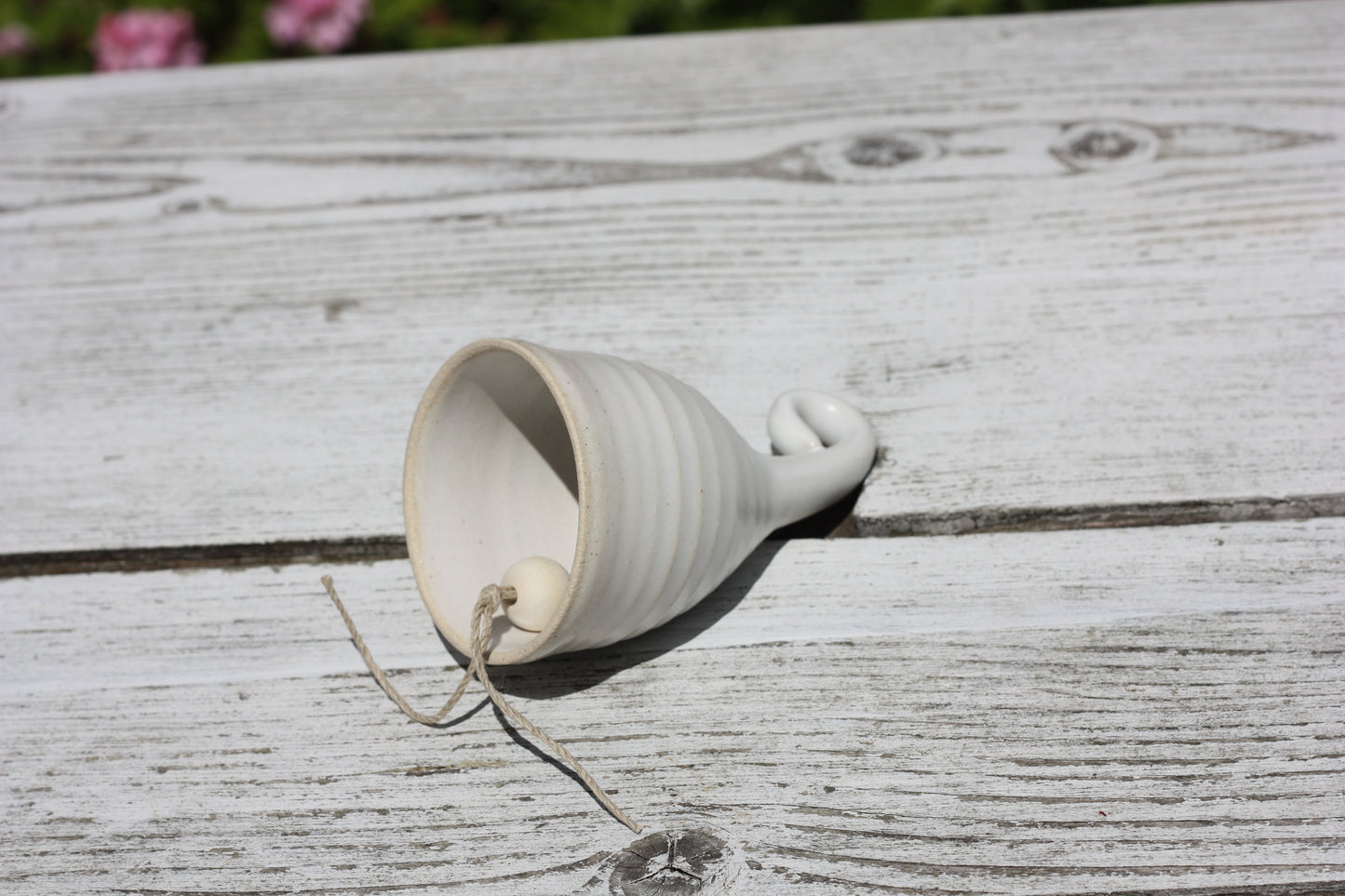 White Ceramic Bell Hand thrown pottery Service Bell / Tea Bell
