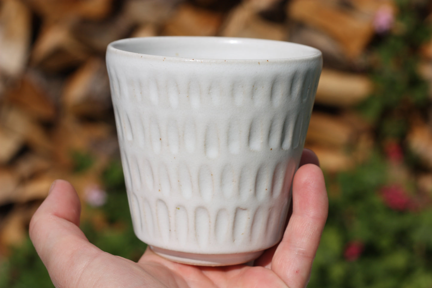 350ml 12 oz Carved Pottery Latte Cup Handle free Mug handmade stacking ceramic cup beaker tumbler L