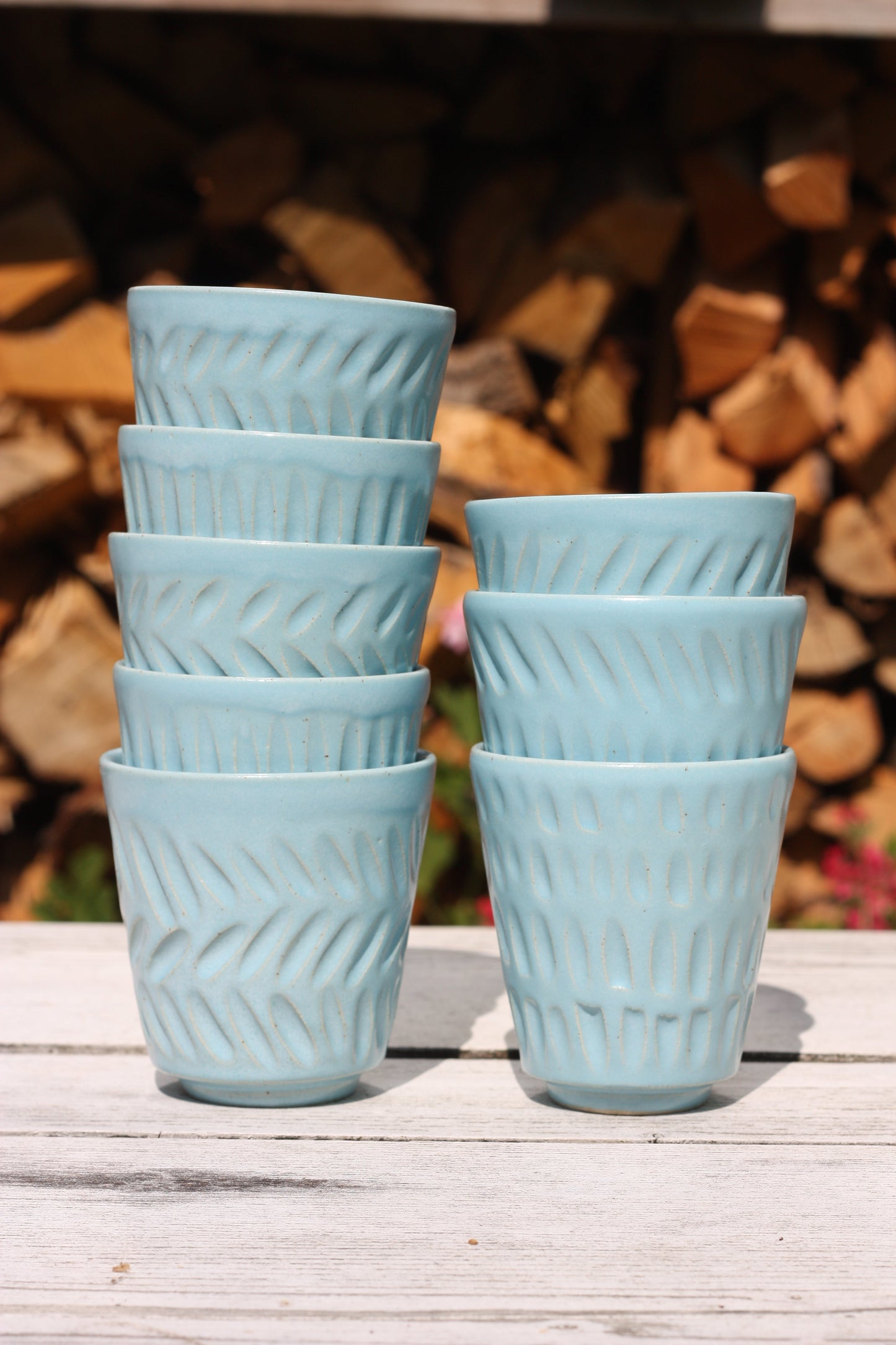 350ml 12 oz Carved Pottery Latte Cup Handle free Mug handmade stacking ceramic cup beaker tumbler E