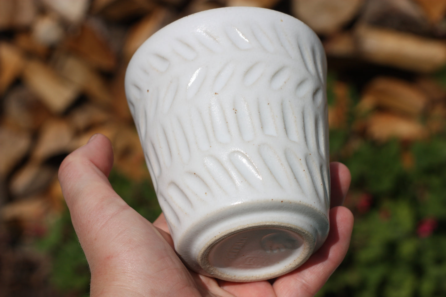 350ml 12 oz Carved Pottery Latte Cup Handle free Mug handmade stacking ceramic cup beaker tumbler H