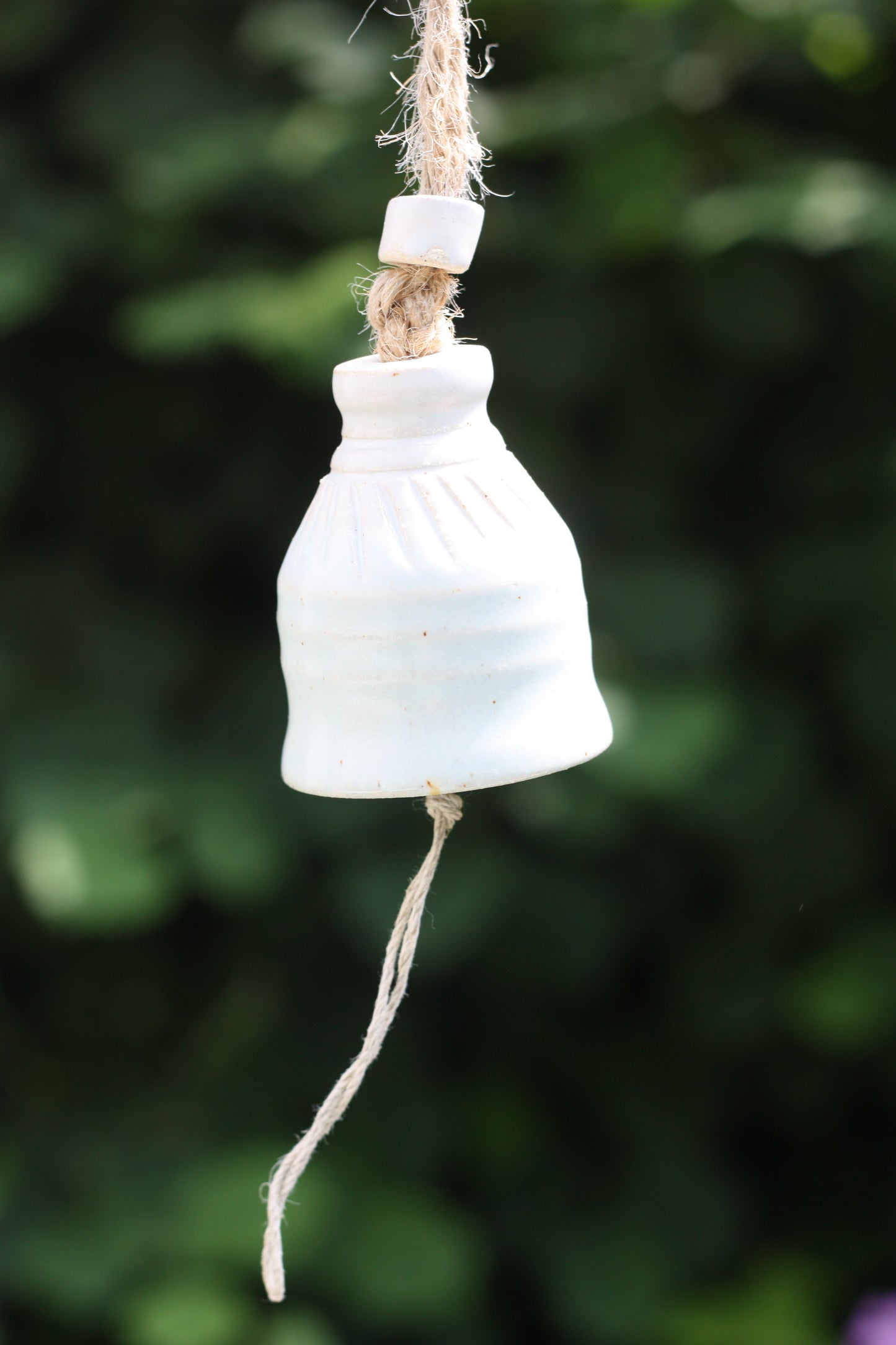 Pale Blue and White Ceramic Bell Hand thrown pottery