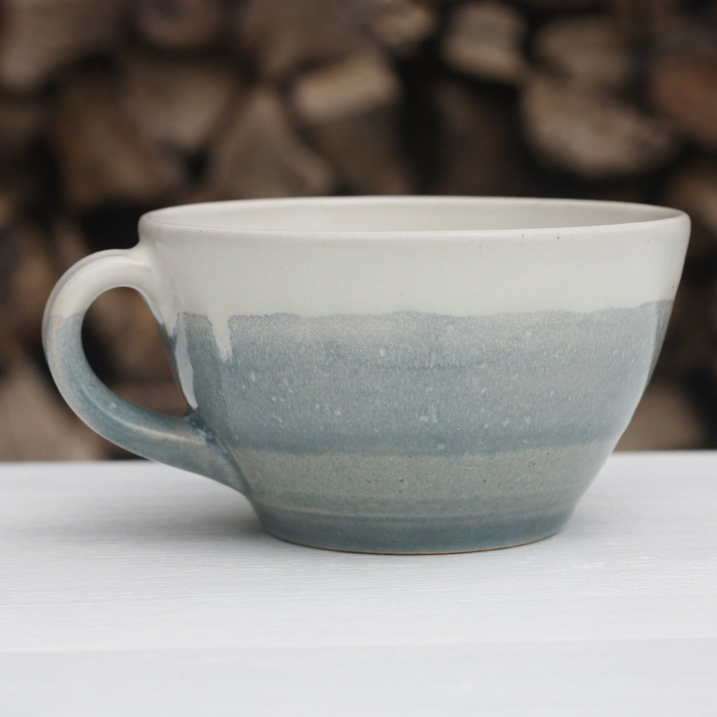 Stormy Day glazed Mug 14oz 400ml Large Mug in Blue and White Glaze