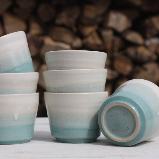 200-175ml 6oz Pottery Flat White handmade stacking ceramic beaker tumbler