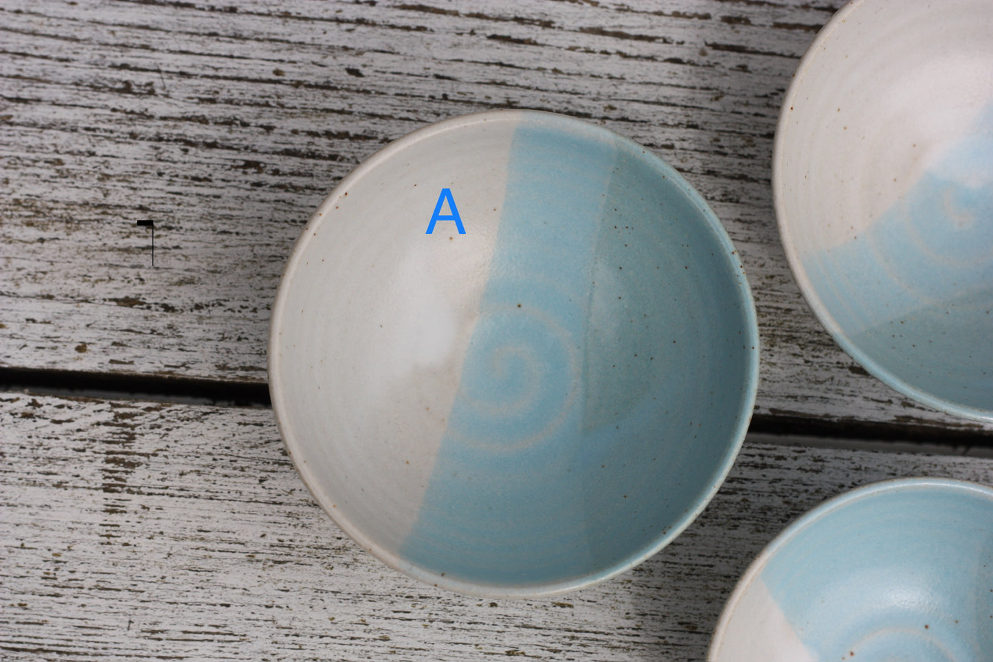 Mini Pinch Pots Three colour striped Dishes in White Blue and Soft Blue glazes