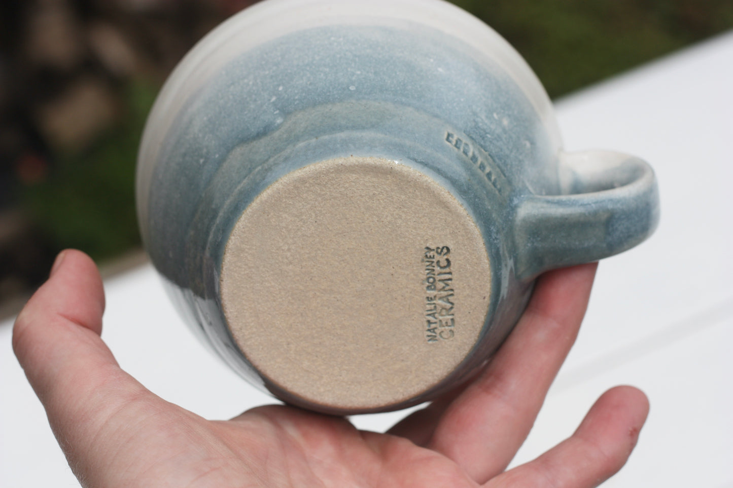 Stormy Day glazed Mug 14oz 400ml Large Mug in Blue and White Glaze