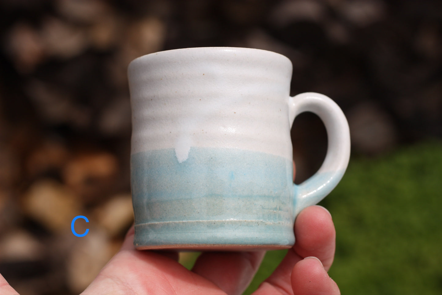 2 1/2oz Espresso Small Cup Mug in Blue and White Glaze