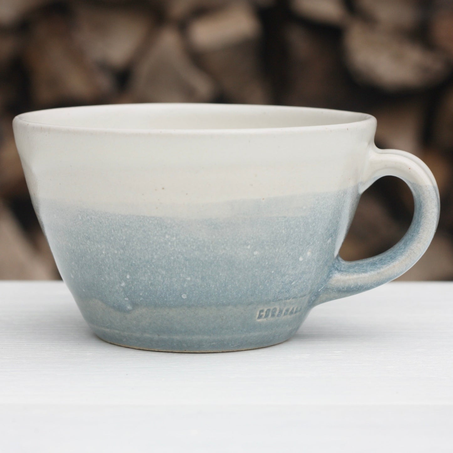 Stormy Day glazed Mug 14oz 400ml Large Mug in Blue and White Glaze