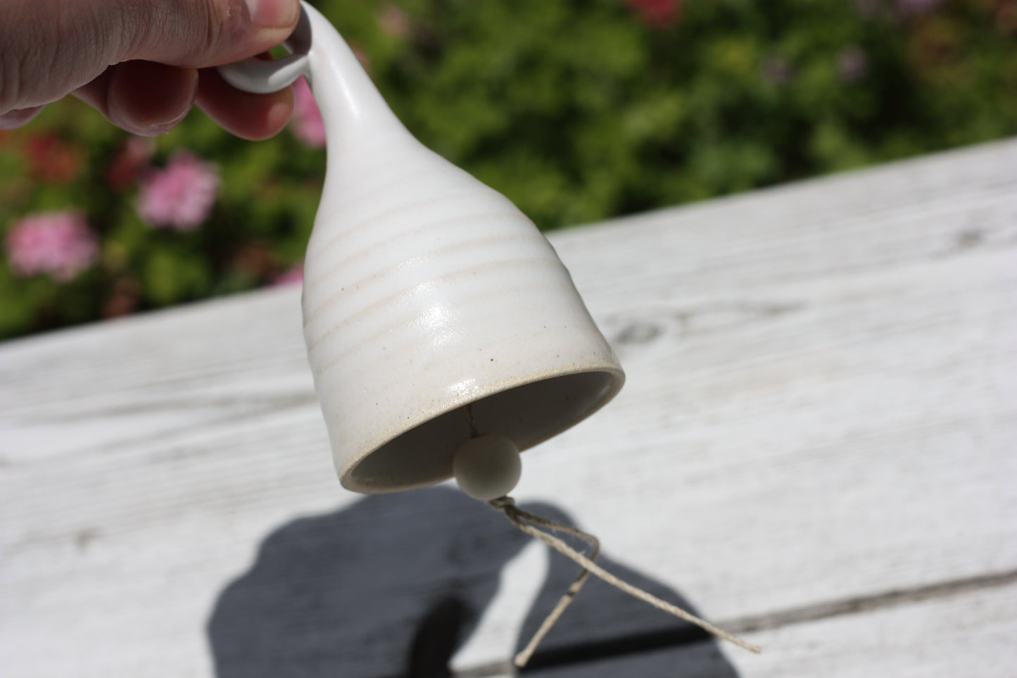 White Ceramic Bell Hand thrown pottery Service Bell / Tea Bell