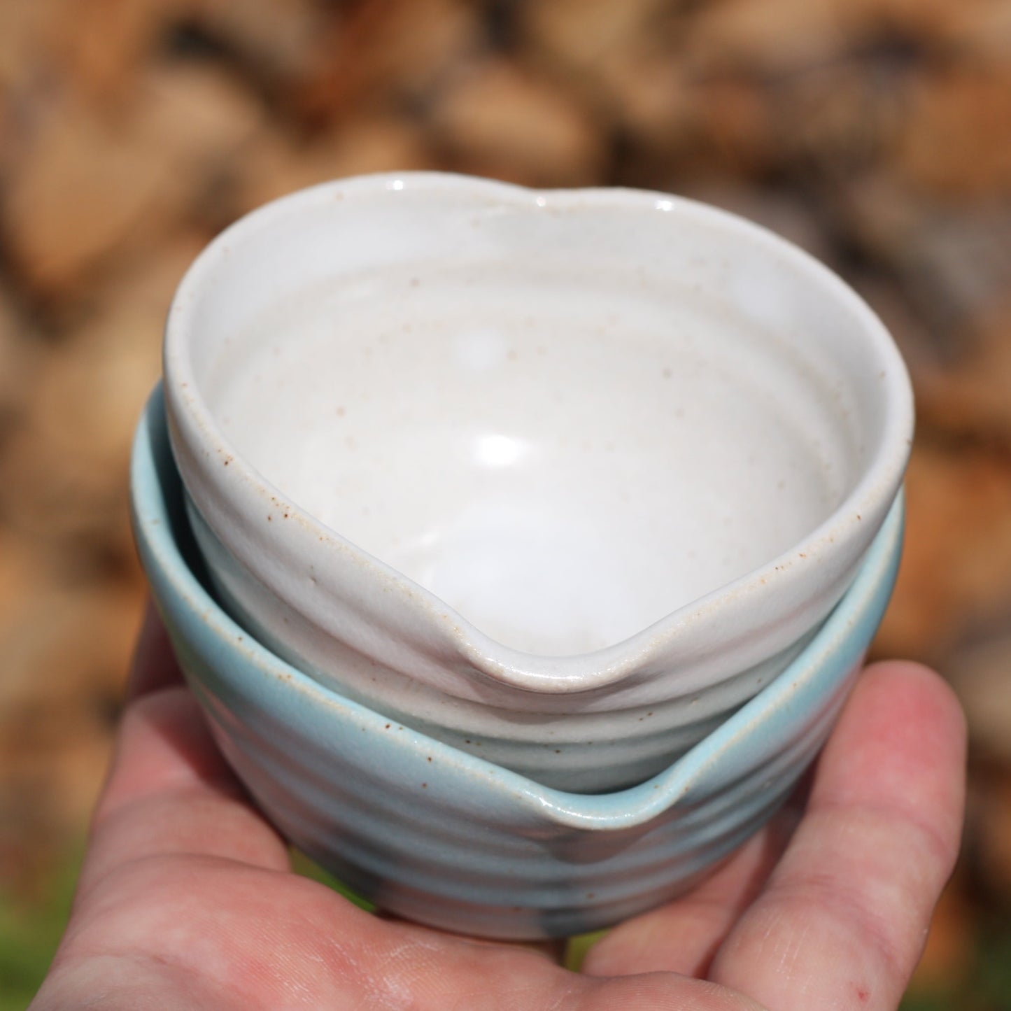 Heart Dish Small Blue or White Stoneware  ..Wheel thrown pot