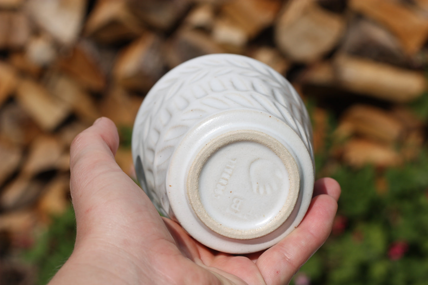 350ml 12 oz Carved Pottery Latte Cup Handle free Mug handmade stacking ceramic cup beaker tumbler H